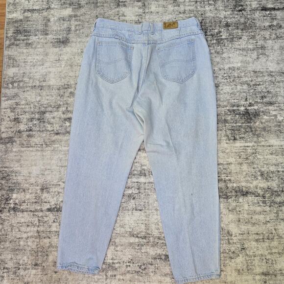 Vintage Lee Jeans Womens 18 Petite Light Wash High Rise Tapered Denim Pants 90s - Picture 9 of 15